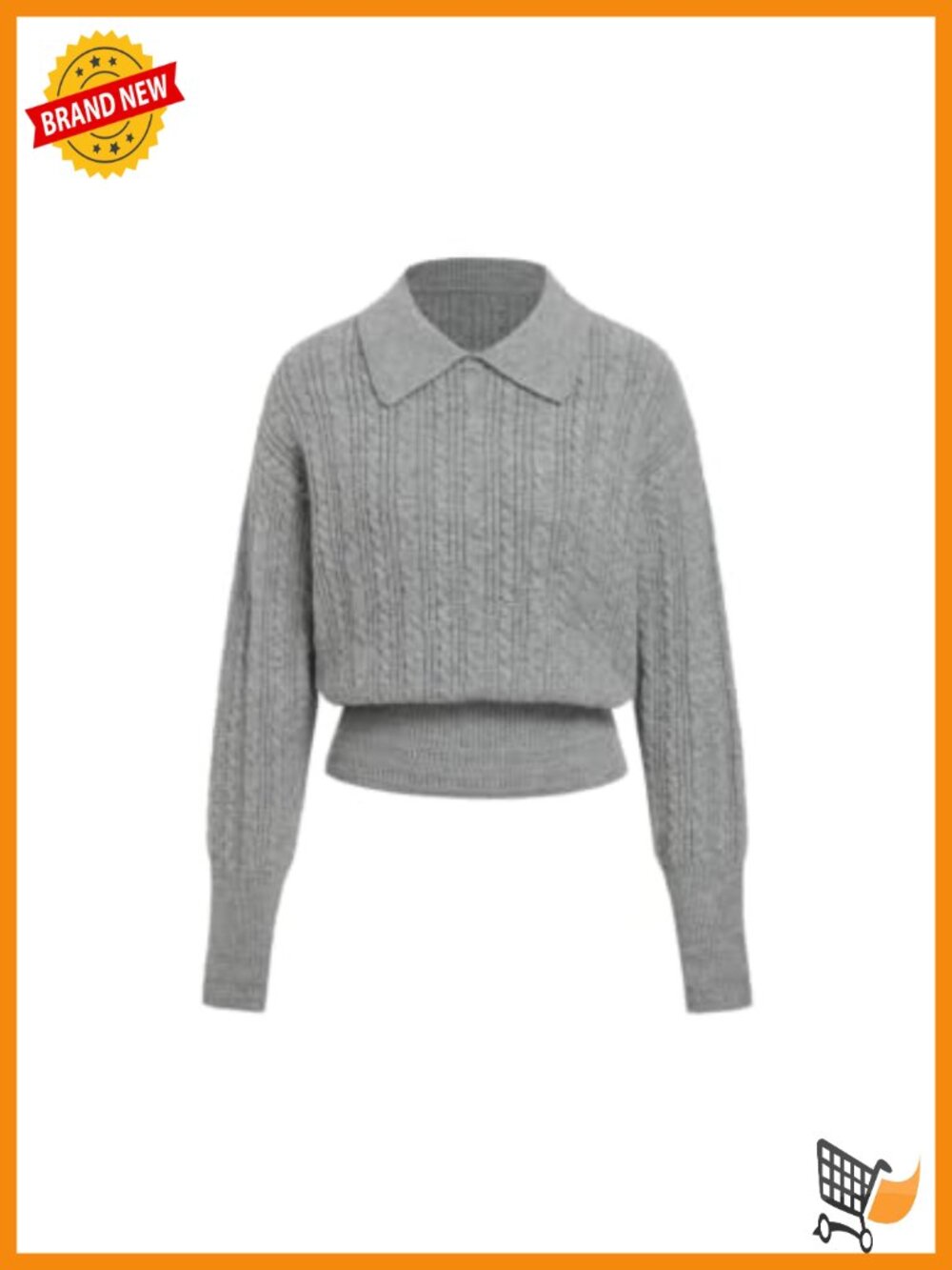 CIDER Cable Knit Cropped Wool Blend Sweater Pullover Women